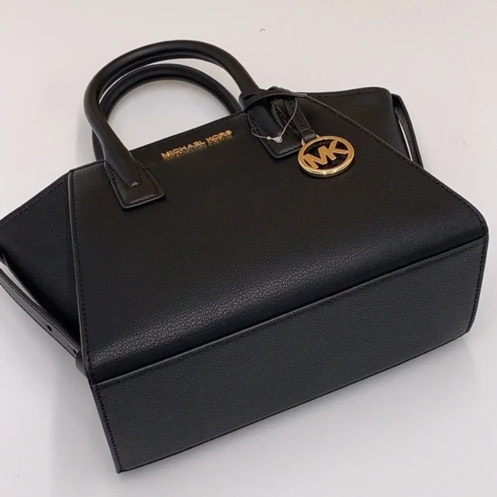 Michael Kors Avril Small Leather Top-Zip Satchel Black color